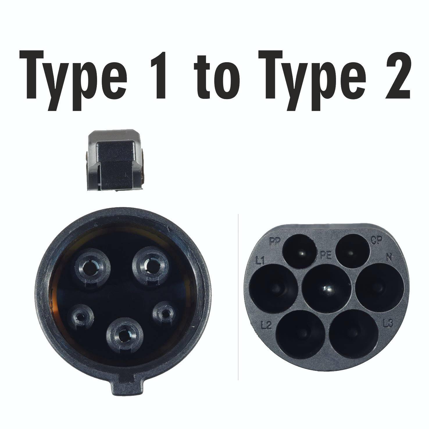 Type 1 to Type 2 EV Charging Cable