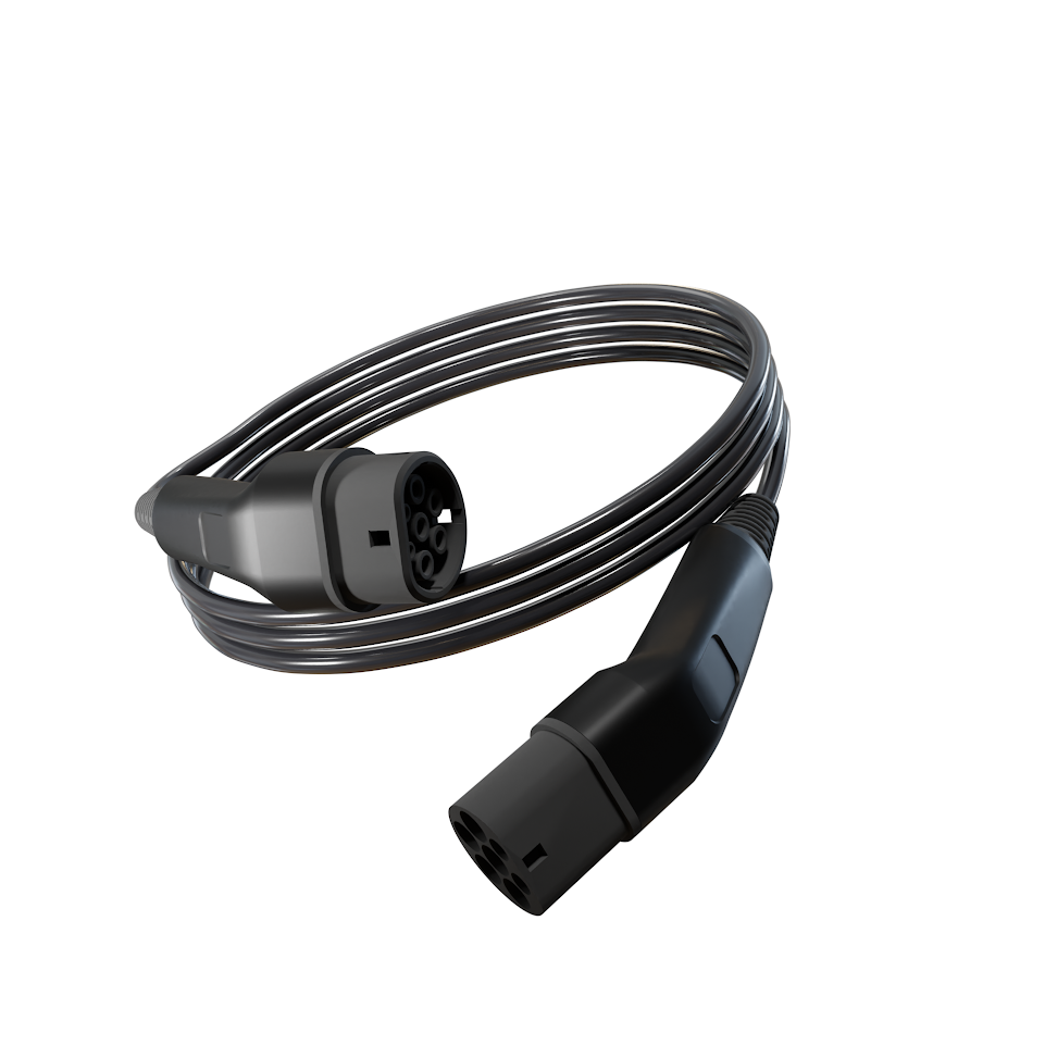 Premium coiled EV charging cable for your electric car with type 2 socket